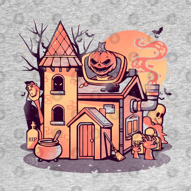 Spooky House - Cute Pumpkin Ghost Halloween Gift by eduely